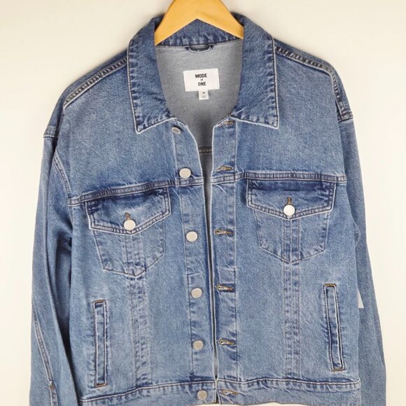$99 Mode of One Men's Regular-Fit Denim Trucker Jacket Size M - Picture 1 of 2